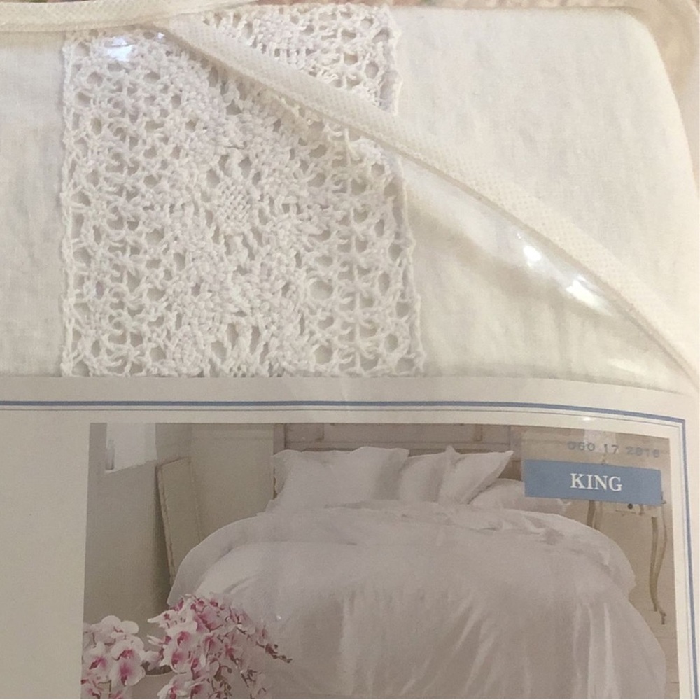 Simply SHABBY CHIC | TWO KING SHAMS  ( only) CROCHET TRIM